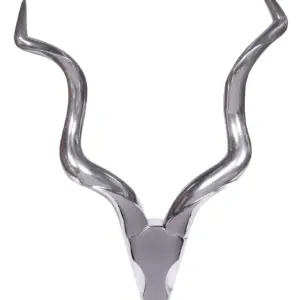 FineBuy Deko Hirschgeweih Aluminium Wanddeko Landhausstil Silber Metall modern, Design Hirschkopf Landhaus Geweih Wand, Wohndeko Hirsch außen, Wandschmuck
