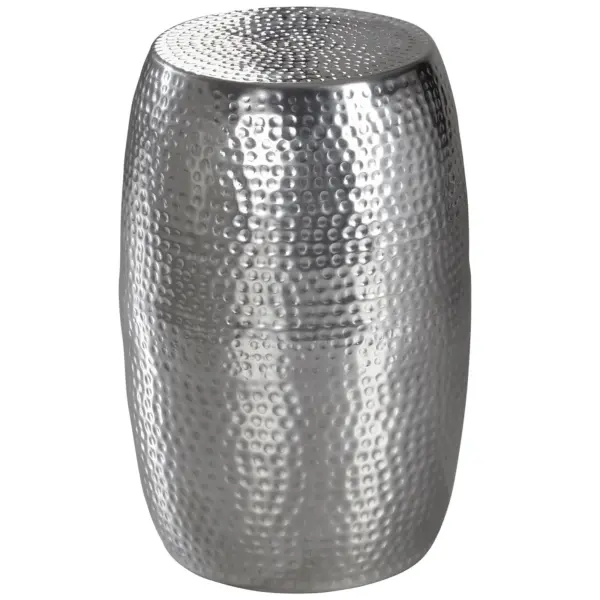 FineBuy Design Beistelltisch rund 30 cm Metall - Orientalischer Wohnzimmertisch Hammerschlag Aluminium - Kleiner Couchtisch - Moderner Dekotisch Alu