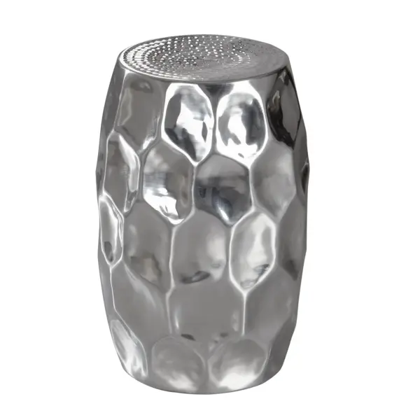 FineBuy Design Beistelltisch rund 30 cm Metall - Orientalischer Wohnzimmertisch Hammerschlag Aluminium - Kleiner Couchtisch - Moderner Dekotisch Alu