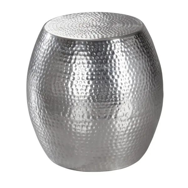 FineBuy Beistelltisch rund 42 cm Metall - Orientalischer Design Wohnzimmertisch Aluminium - Hammerschlag Alu kleiner Couchtisch - Dekotisch