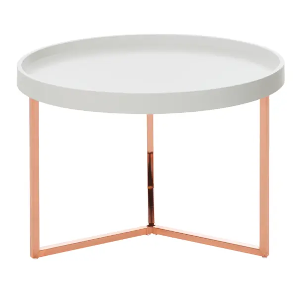 FineBuy Couchtisch 58,5x42x58,5cm Sofatisch Metall Rund, Designer Retro Wohnzimmertisch modern, Kleiner Loungetisch mit Metallgestell, Runder Tabletttisch mit Holz-Platte