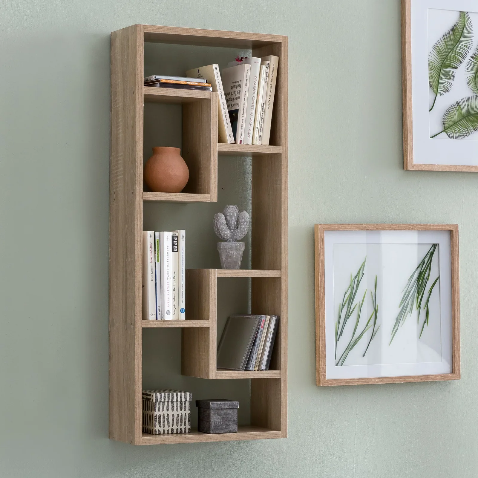 FineBuy Wandregal 36 x 90 x 13,5 cm Holz Design Hängeregal modern, Wandboard freischwebend, Holzregal Regal für die Wand, Bücherregal schmal, Dekoregal Schweberegal hoch