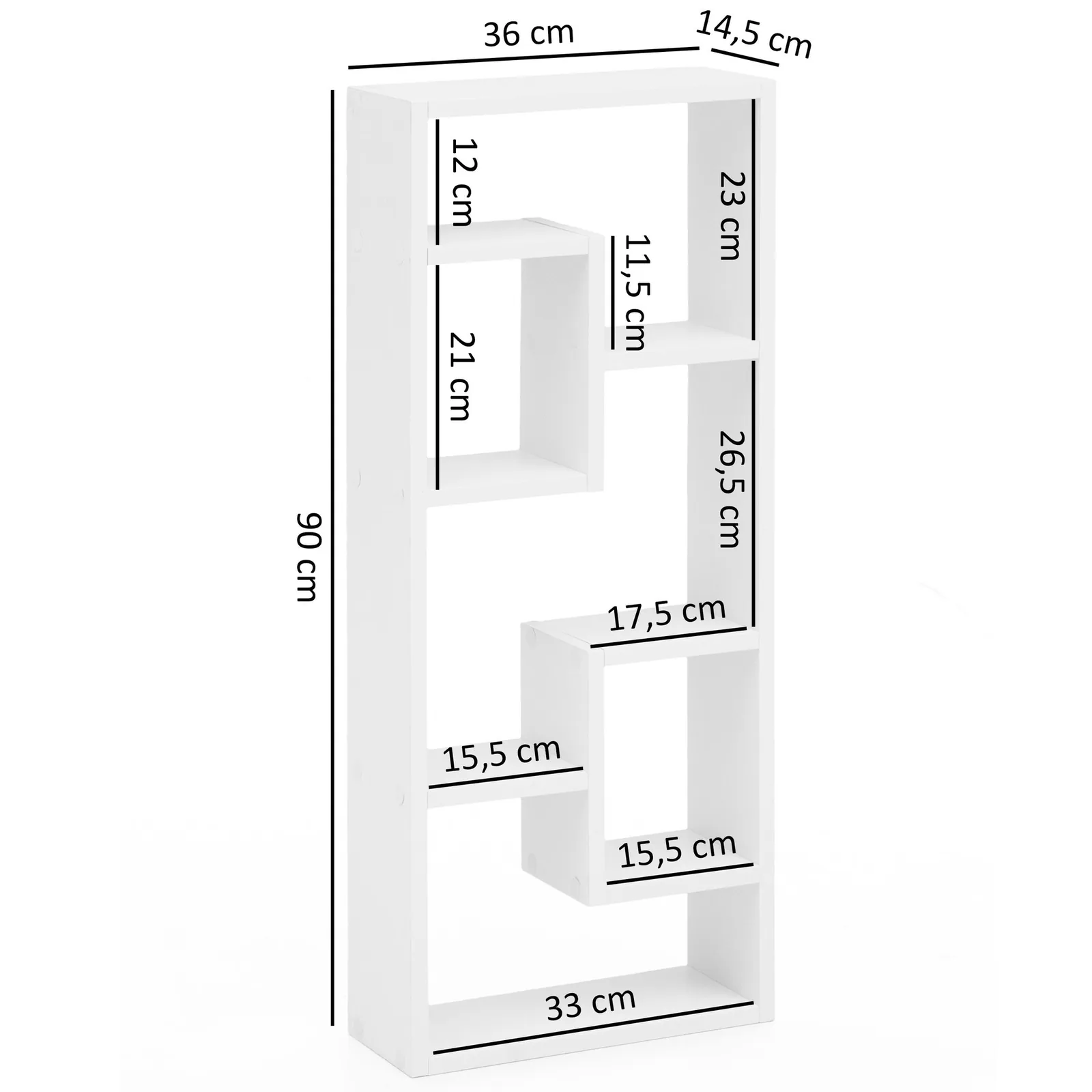 FineBuy Wandregal 36 x 90 x 13,5 cm Holz Design Hängeregal modern, Wandboard freischwebend, Holzregal Regal für die Wand, Bücherregal schmal, Dekoregal Schweberegal hoch