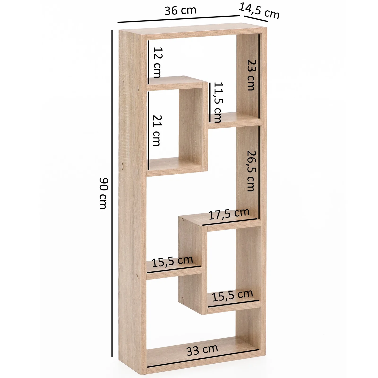 FineBuy Wandregal 36 x 90 x 13,5 cm Holz Design Hängeregal modern, Wandboard freischwebend, Holzregal Regal für die Wand, Bücherregal schmal, Dekoregal Schweberegal hoch