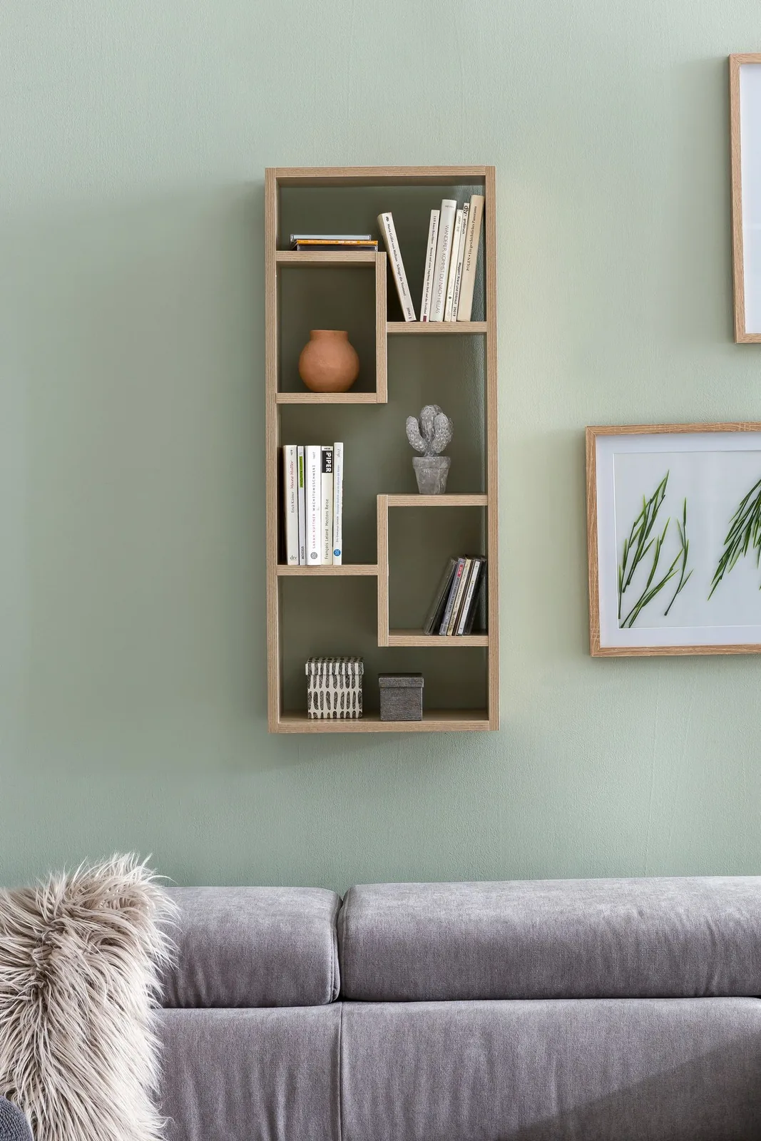 FineBuy Wandregal 36 x 90 x 13,5 cm Holz Design Hängeregal modern, Wandboard freischwebend, Holzregal Regal für die Wand, Bücherregal schmal, Dekoregal Schweberegal hoch