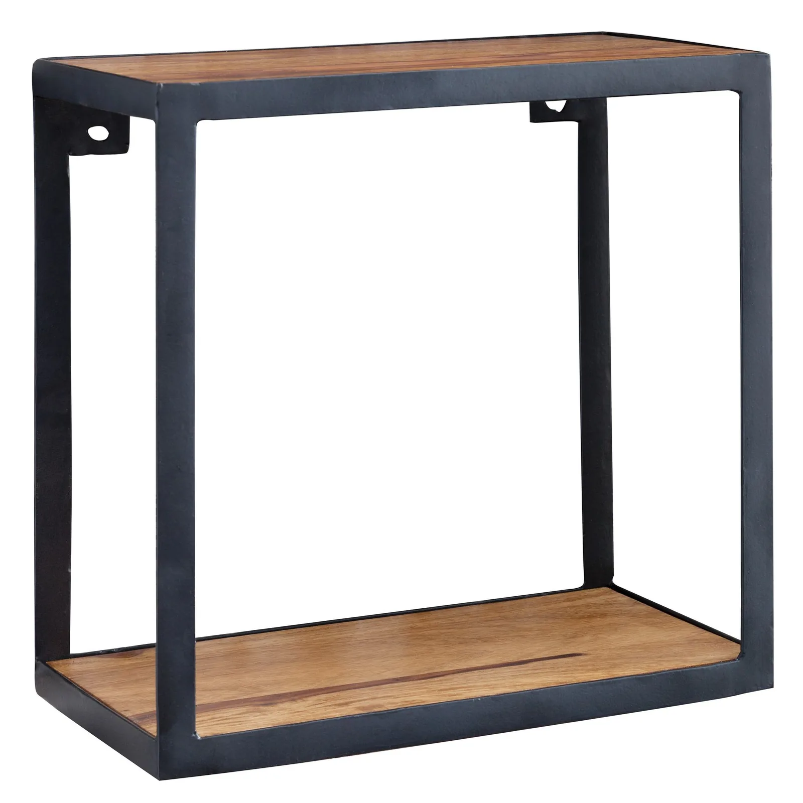 FineBuy Wandregal PURI 35x18x35 cm Sheesham Massivholz, Bücherregal hängend, Metallregal mit Echtholz Regalboden, Holzregal quadratisch, Dekoregal Hängeregal