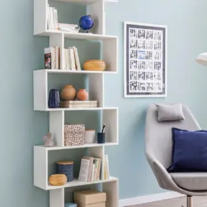 FineBuy Bücherregal FB51366 70 x 23,5 x 190,5 cm weiß, Standregal 6 Fächer, Kleine Design Kommode, Modernes Aktenregal Spanplatte freistehend, Aufbewahrungsregal offen