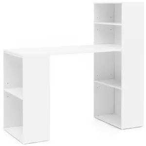 FineBuy Schreibtisch mit Regal 120x120x53 cm Holz Modern, Schreibtischregal Ablagefächer PC Tisch, Computertisch mit Ablage, Design Tisch Büro mit Aufbewahrung