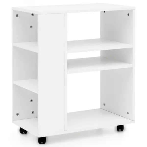 FineBuy Regal 60x35x75 cm Regalwagen mit Rollen Holz, Schmales Küchen-Regal, Telefontisch Rollwagen Modern, Bücher-Regal schmal Standcontainer Hoch