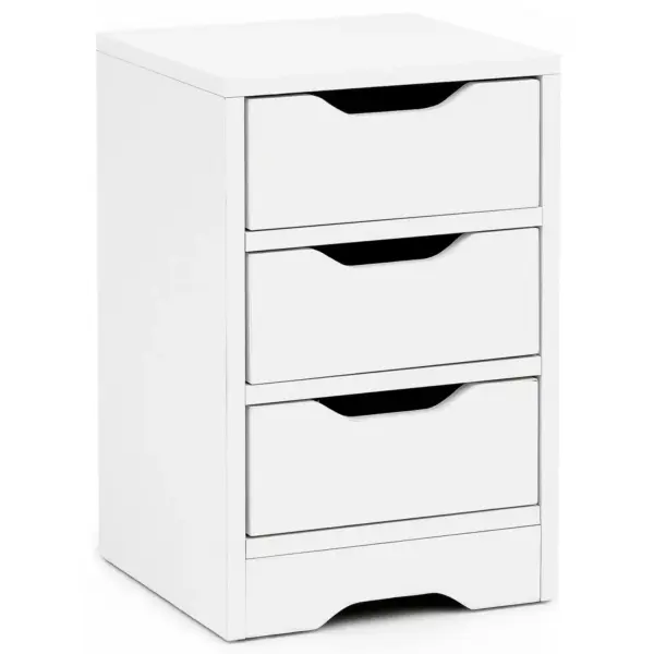 FineBuy Nachtkonsole 31x49x31 cm Matt mit 3 Schubladen, Nachtkommode mit Stauraum, Nachttisch Schlicht Modern, Nachtschränkchen Klein, Bettkommode Schlafzimmer