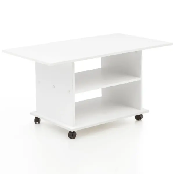 FineBuy Design Couchtisch 95 x 51 x 54,5 cm Drehbar mit Rollen, Wohnzimmertisch Coffee Table, Sofatisch Loungetisch Holz, Kaffeetisch mit Stauraum