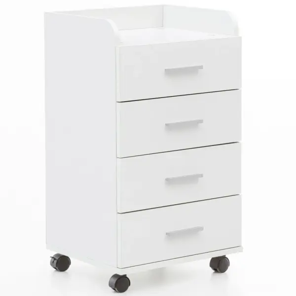 FineBuy Rollcontainer 40 x 70,5 x 33 cm, Schreibtisch-Container Rollschrank 4 Schubladen, Moderner Schubladencontainer mit Rollen, Standcontainer Bürocontainer Beistellcontainer