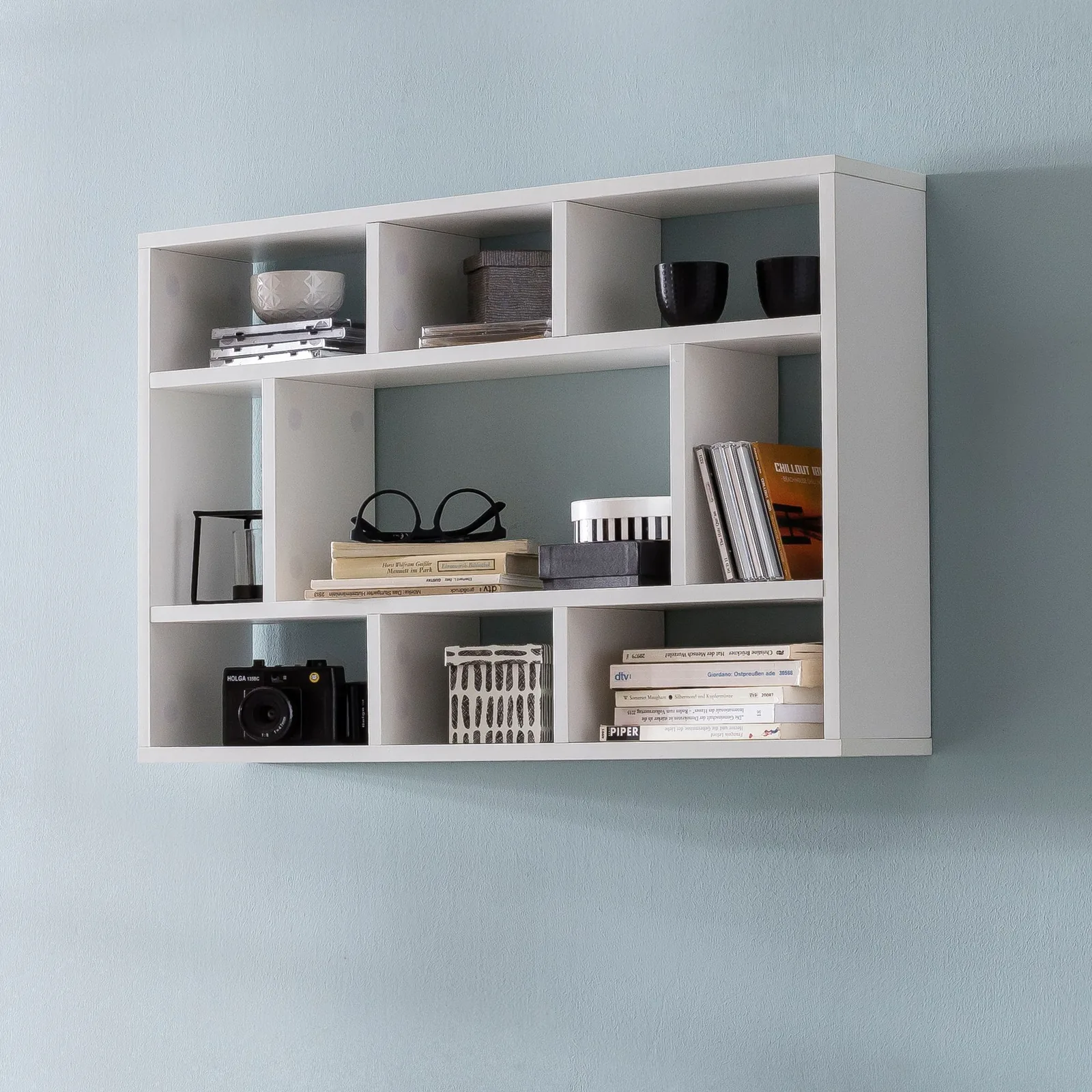 FineBuy Wandregal 75x51x16 cm Holz Hängeregal Modern, Design Wandboard Freischwebend, Holzregal Regal für die Wand, Bücherregal Schmal, Dekoregal Schweberegal Wohnzimmer