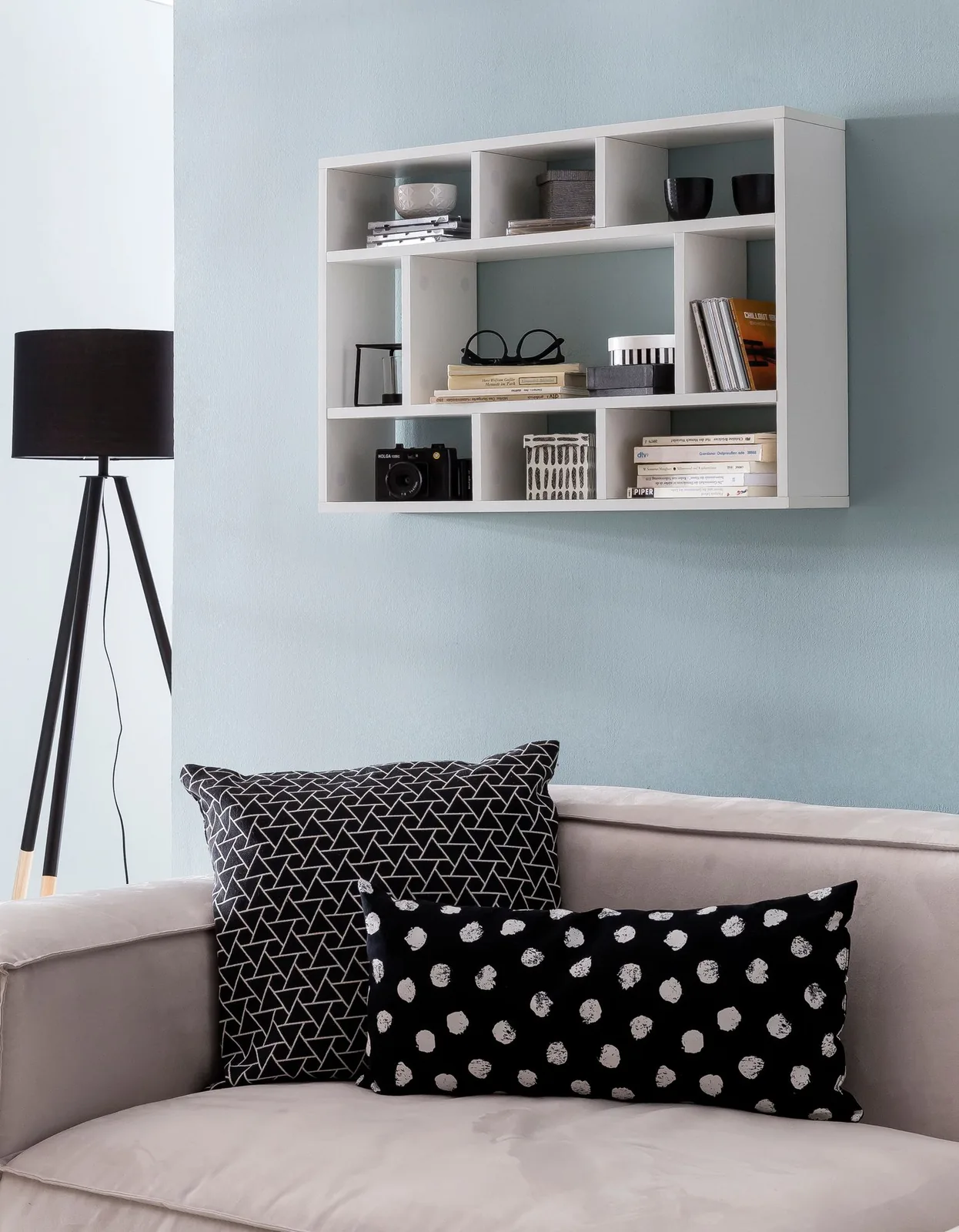 FineBuy Wandregal 75x51x16 cm Holz Hängeregal Modern, Design Wandboard Freischwebend, Holzregal Regal für die Wand, Bücherregal Schmal, Dekoregal Schweberegal Wohnzimmer