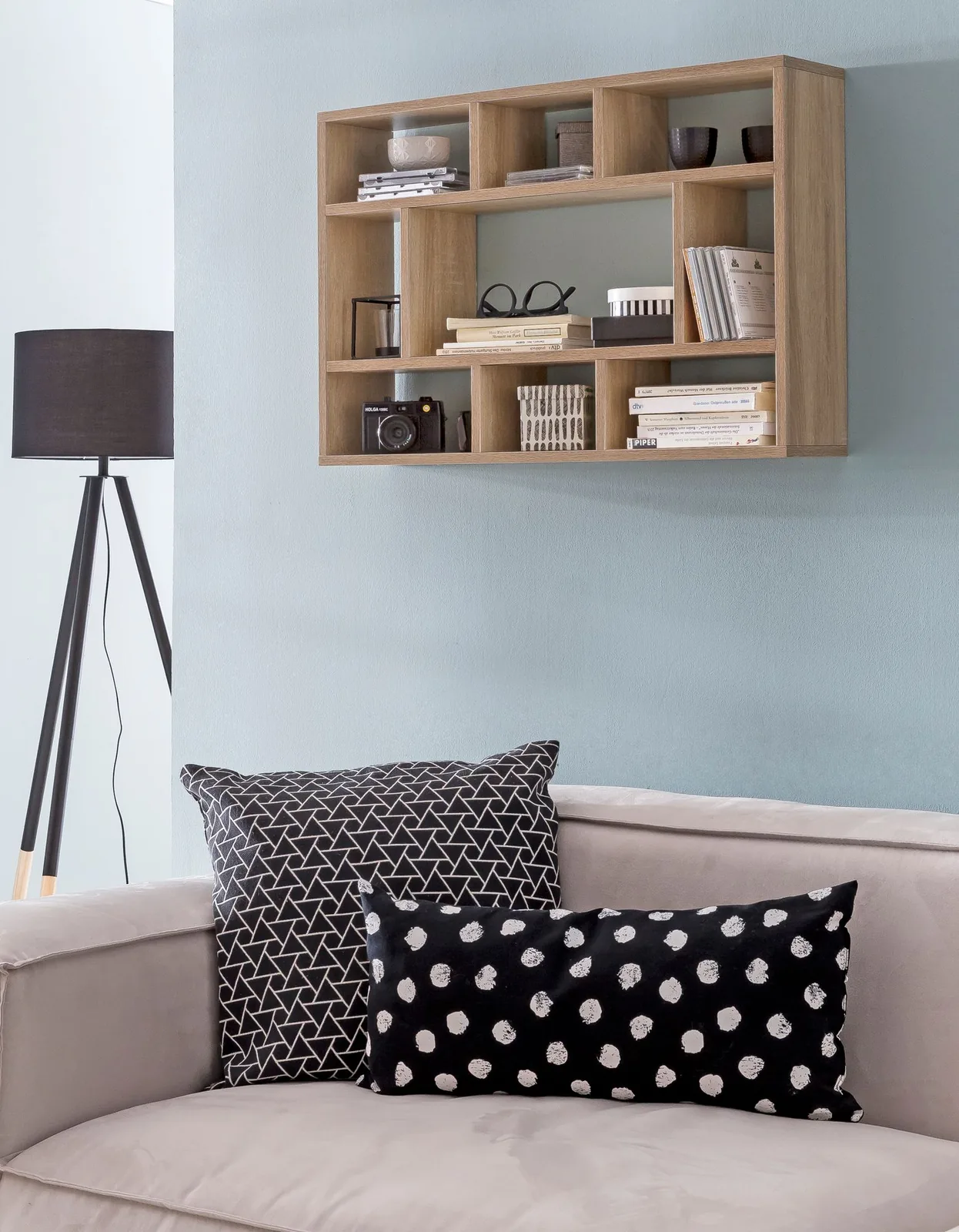FineBuy Wandregal 75x51x16 cm Holz Hängeregal Modern, Design Wandboard Freischwebend, Holzregal Regal für die Wand, Bücherregal Schmal, Dekoregal Schweberegal Wohnzimmer