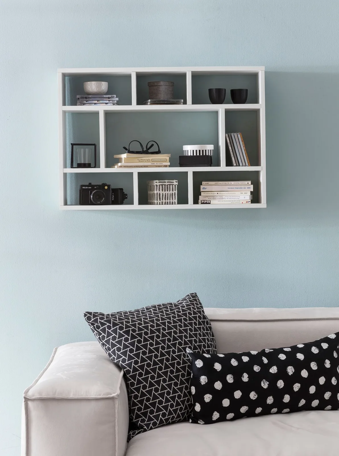 FineBuy Wandregal 75x51x16 cm Holz Hängeregal Modern, Design Wandboard Freischwebend, Holzregal Regal für die Wand, Bücherregal Schmal, Dekoregal Schweberegal Wohnzimmer