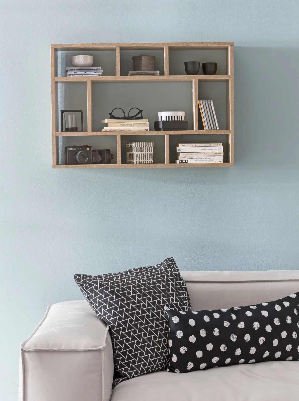 FineBuy Wandregal 75x51x16 cm Holz Hängeregal Modern, Design Wandboard Freischwebend, Holzregal Regal für die Wand, Bücherregal Schmal, Dekoregal Schweberegal Wohnzimmer