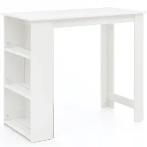 FineBuy Bartisch 120 x 60 cm Stehtisch Holz Küchenbartisch, Bartresen mit integriertem Regal, Tresentisch mit Bar, Tresen Küchen Tisch