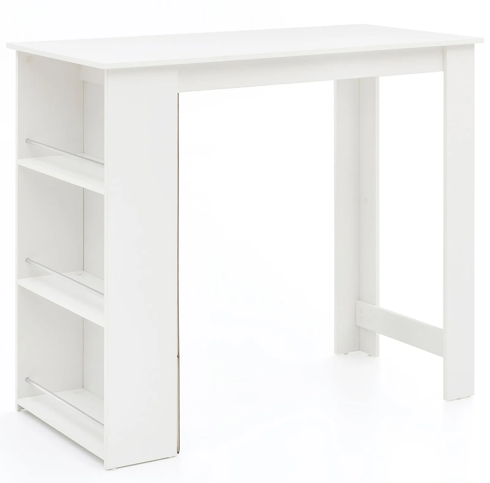 FineBuy Bartisch 120 x 60 cm Stehtisch Holz Küchenbartisch, Bartresen mit integriertem Regal, Tresentisch mit Bar, Tresen Küchen Tisch