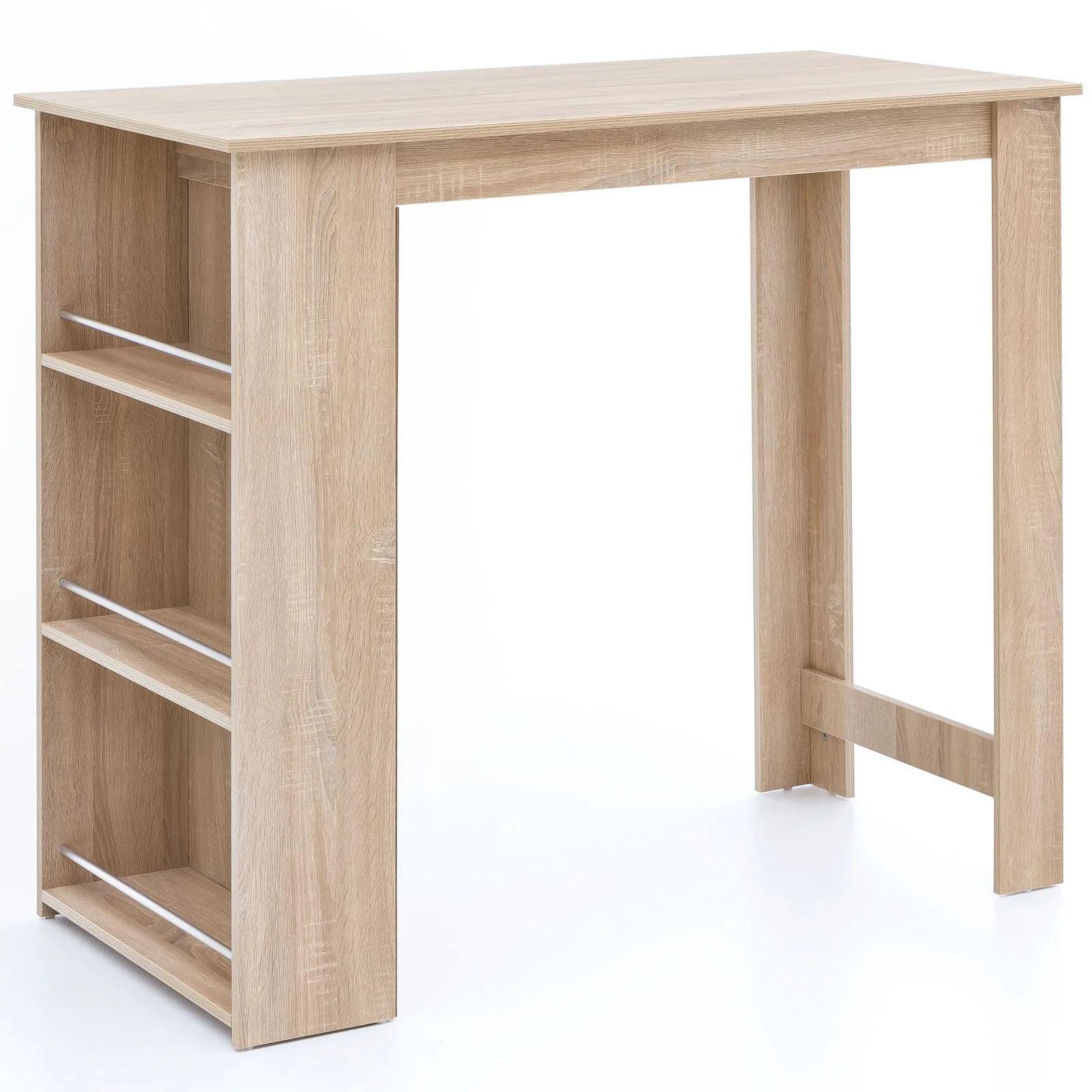 FineBuy Bartisch 120 x 60 cm Stehtisch Holz Küchenbartisch, Bartresen mit integriertem Regal, Tresentisch mit Bar, Tresen Küchen Tisch
