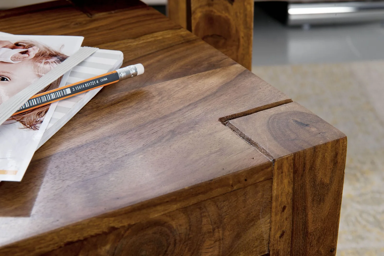 FineBuy 3er Set Satztisch Massivholz Sheesham Wohnzimmertisch Beistelltisch braun Naturholz Couchtisch Echtholz Anstelltisch