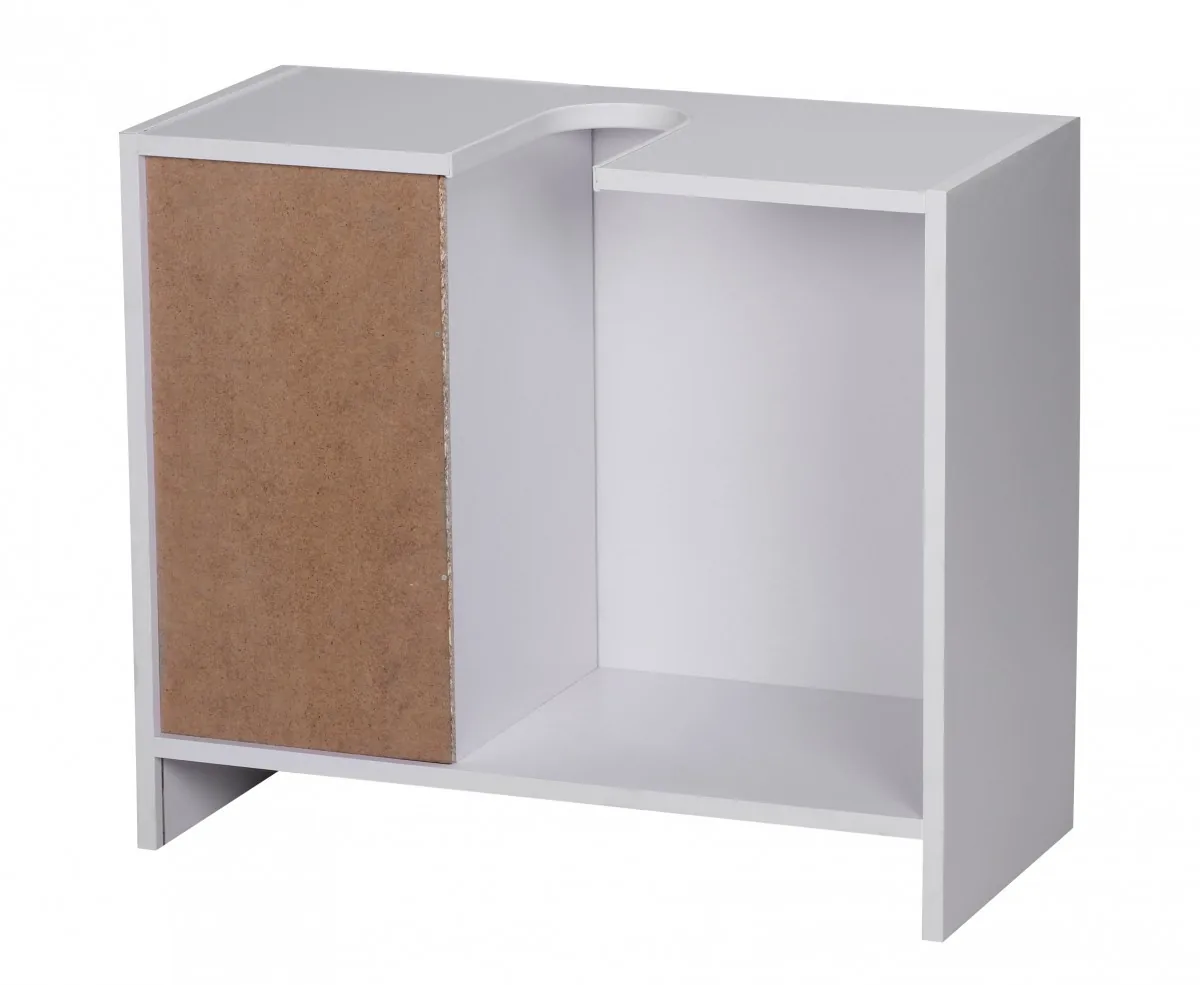 FineBuy Waschbecken-Unterschrank 54 x 63 x 30 cm weiß mit 1 Tür und 3 Schubladen, Unterstellschrank Bad mit Siphonausschnitt, Bad-Schrank klein Waschbecken