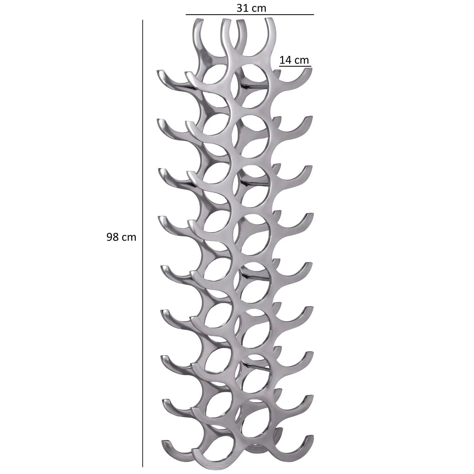 FineBuy Weinregal Design 98 cm für 27 Flaschen Aluminium Silber