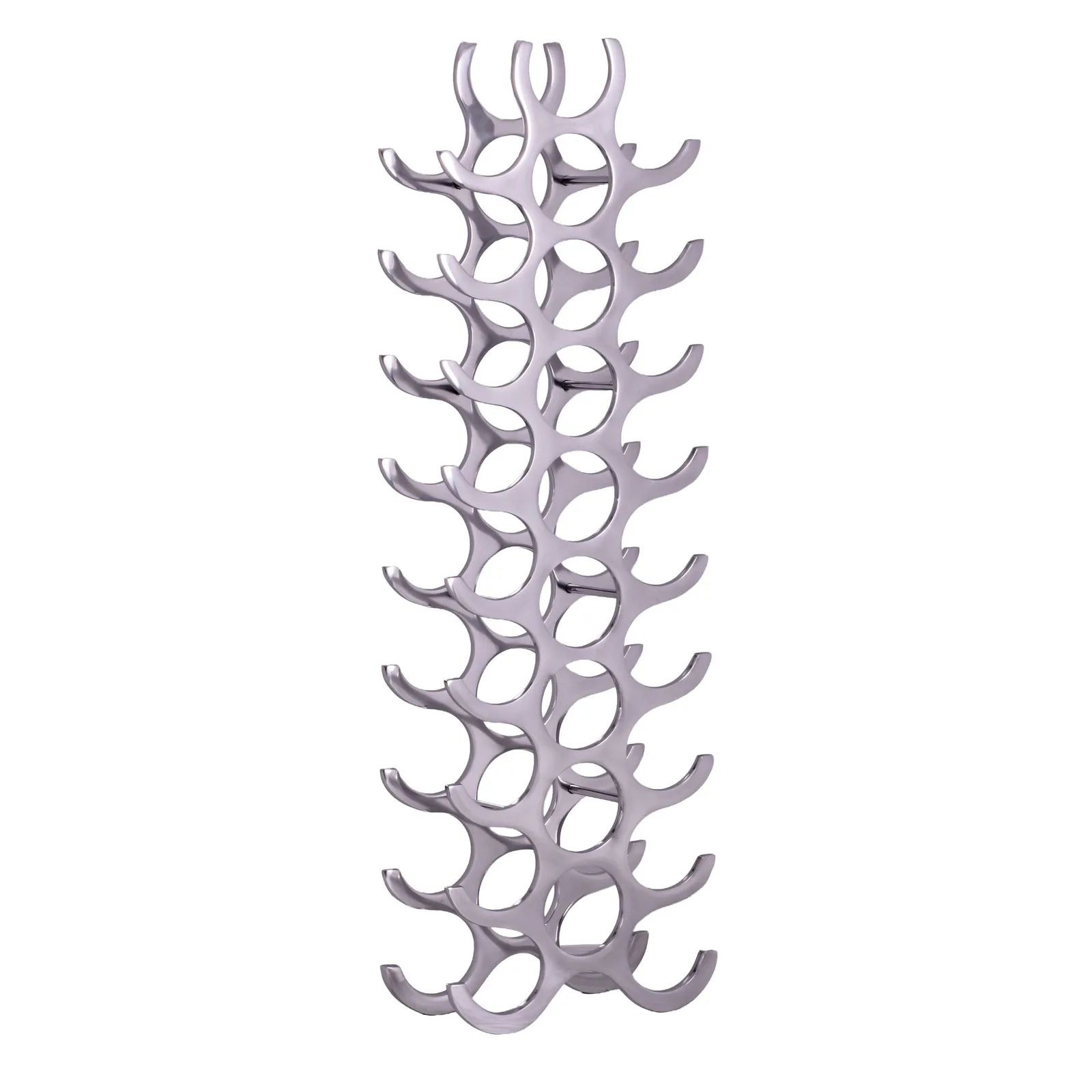 FineBuy Weinregal Design 98 cm für 27 Flaschen Aluminium Silber