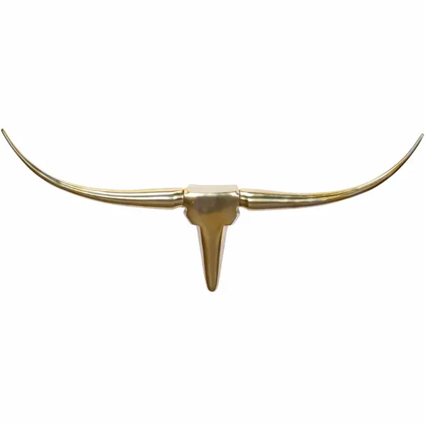 FineBuy Deko Geweih Bull M FB37859 Gold 100 cm Aluminium Design Hörner, Wanddekoration Stierkopf Horn Modern, Wandskulptur Geweih-Jagdtrophäe Metall, Longhorn Wandschmuck Groß