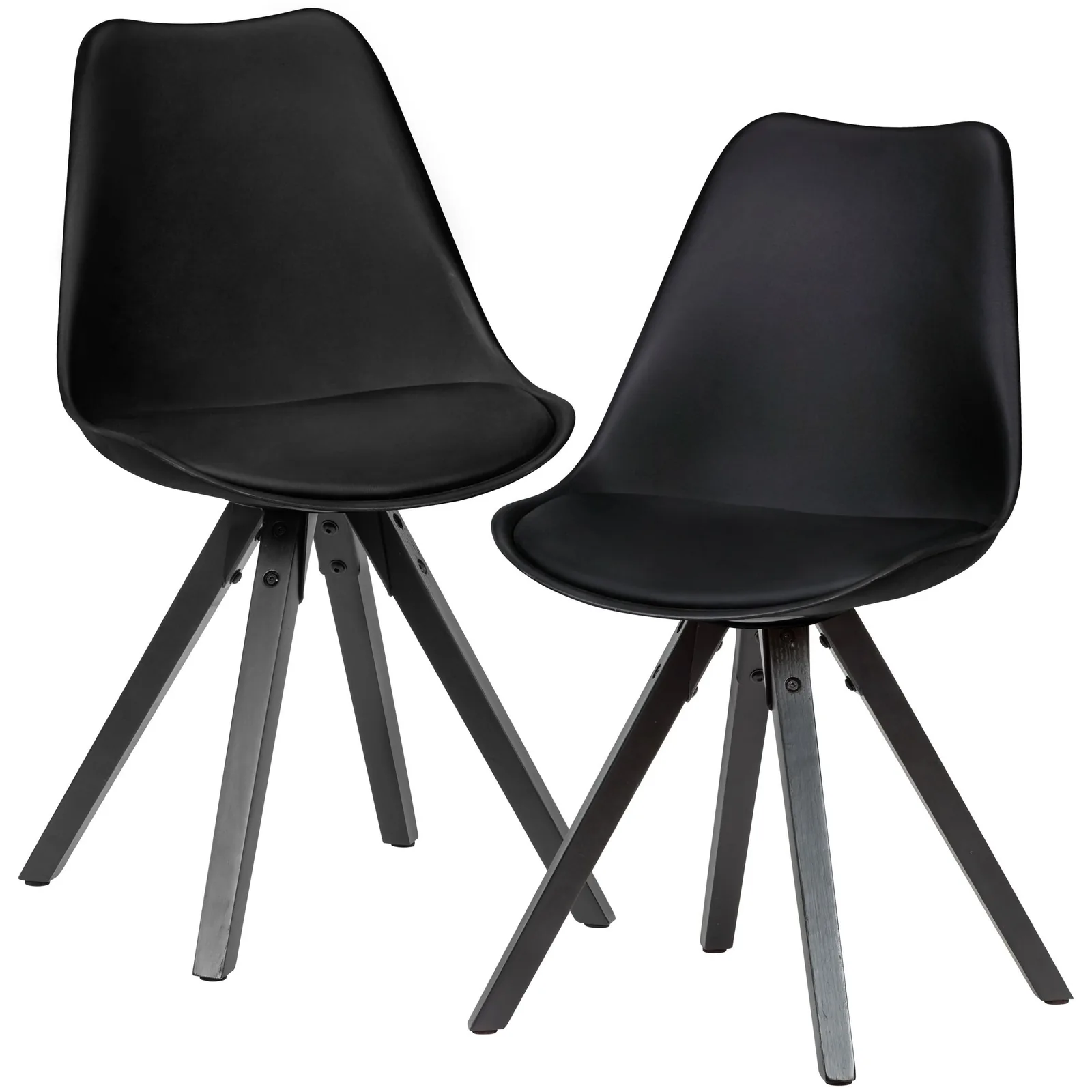 FineBuy 2er Set Retro Esszimmerstuhl mit Schwarzen Beinen, Polsterstuhl Skandinavisch Rückenlehne, Küchenstuhl gepolstert