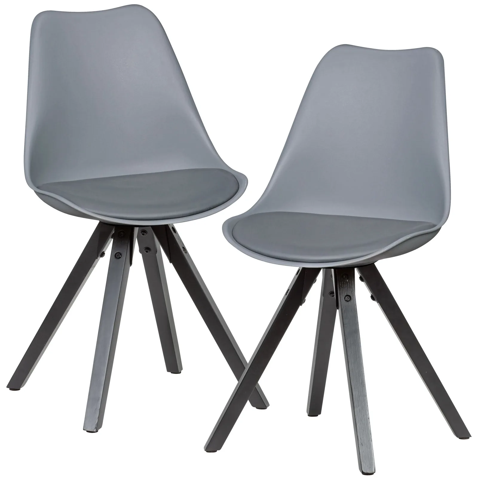 FineBuy 2er Set Retro Esszimmerstuhl mit Schwarzen Beinen, Polsterstuhl Skandinavisch Rückenlehne, Küchenstuhl gepolstert