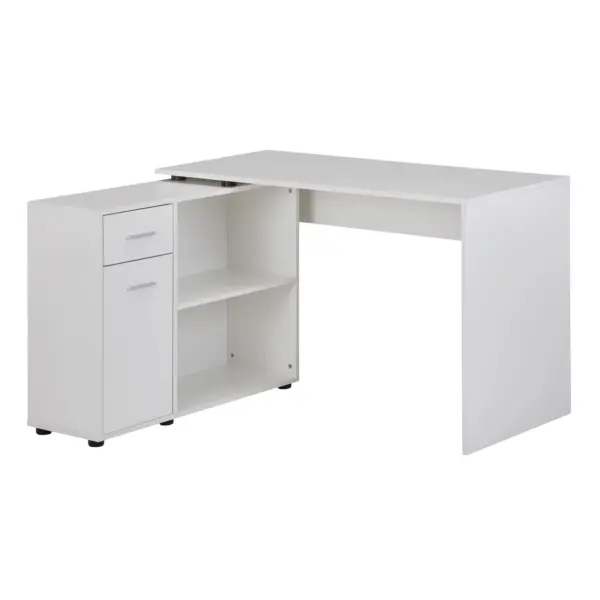 FineBuy Design Eckschreibtisch mit Regal 120 x 75,5 x 106,5 cm, Moderner Büro-Schreibtisch, Computer-Tisch Arbeitszimmer, Winkelschreibtisch Home Office