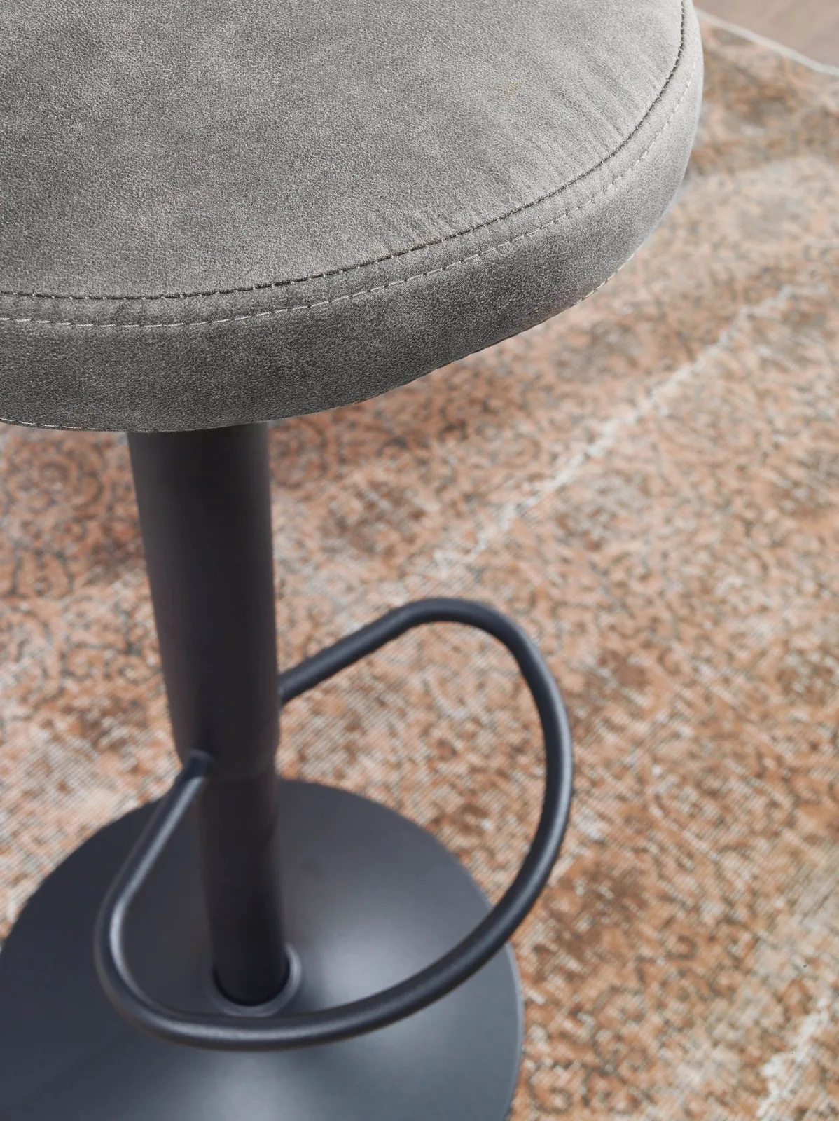 FineBuy Barhocker Wildlederoptik Hocker ohne Lehne 58 - 79 cm, Küchenhocker Stoff / Metall 100kg, Design Barstuhl Tresenhocker Drehbar Bistrohocker