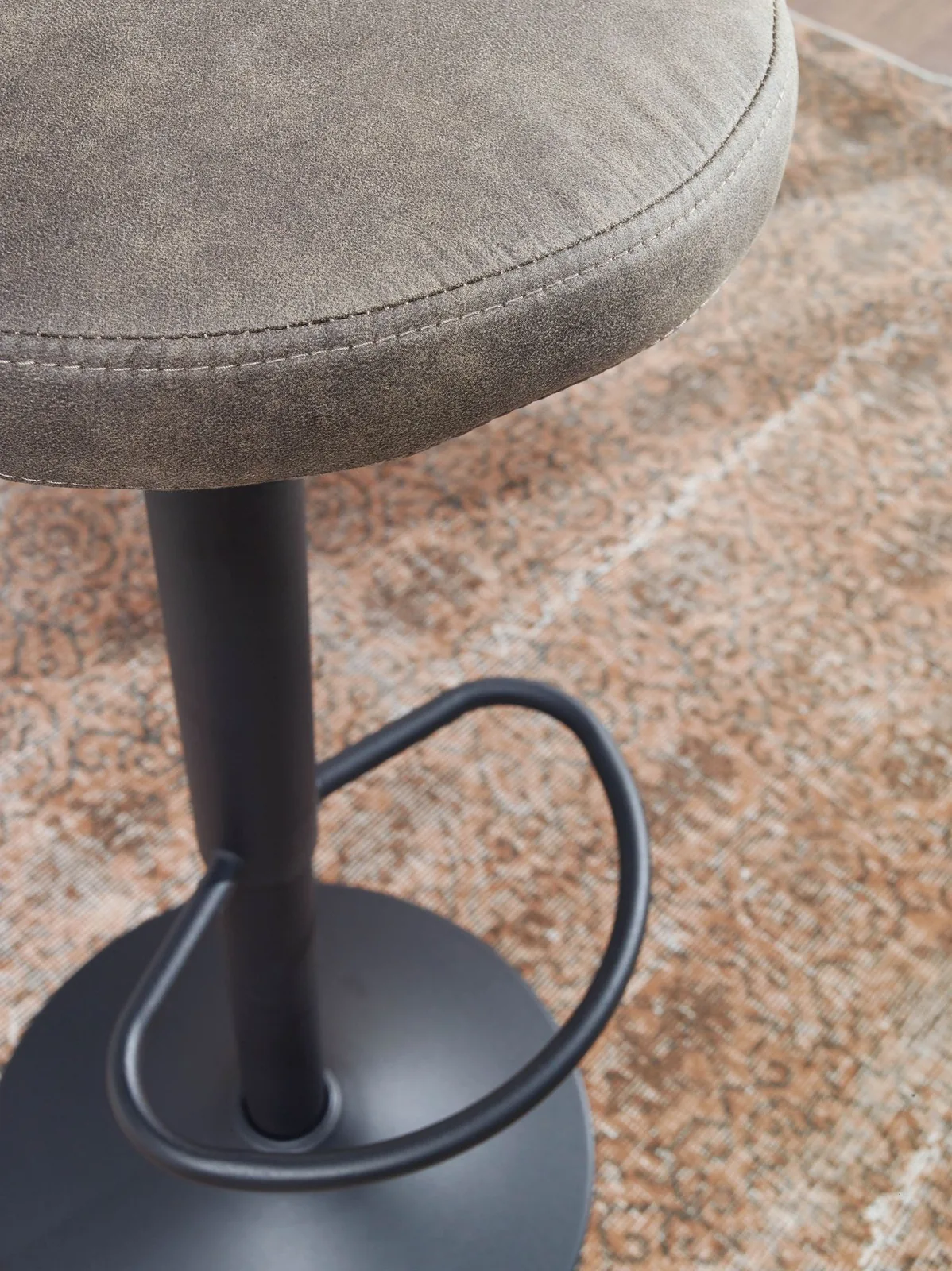 FineBuy Barhocker Wildlederoptik Hocker ohne Lehne 58 - 79 cm, Küchenhocker Stoff / Metall 100kg, Design Barstuhl Tresenhocker Drehbar Bistrohocker