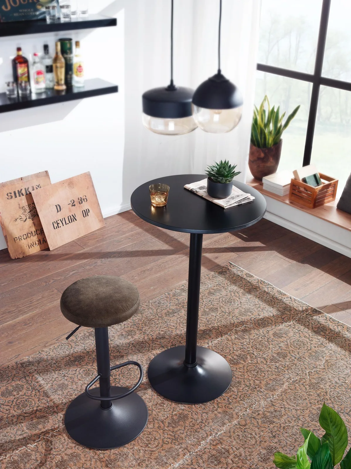 FineBuy Barhocker Wildlederoptik Hocker ohne Lehne 58 - 79 cm, Küchenhocker Stoff / Metall 100kg, Design Barstuhl Tresenhocker Drehbar Bistrohocker