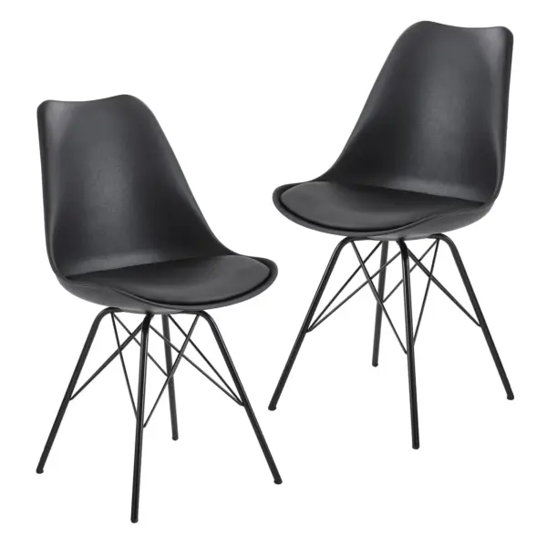 FineBuy Esszimmerstuhl 2er Set Küchenstuhl Kunststoff Skandinavisches Design, Schalenstuhl mit Kunstleder-Bezug, Polsterstuhl Stuhl Gepolstert