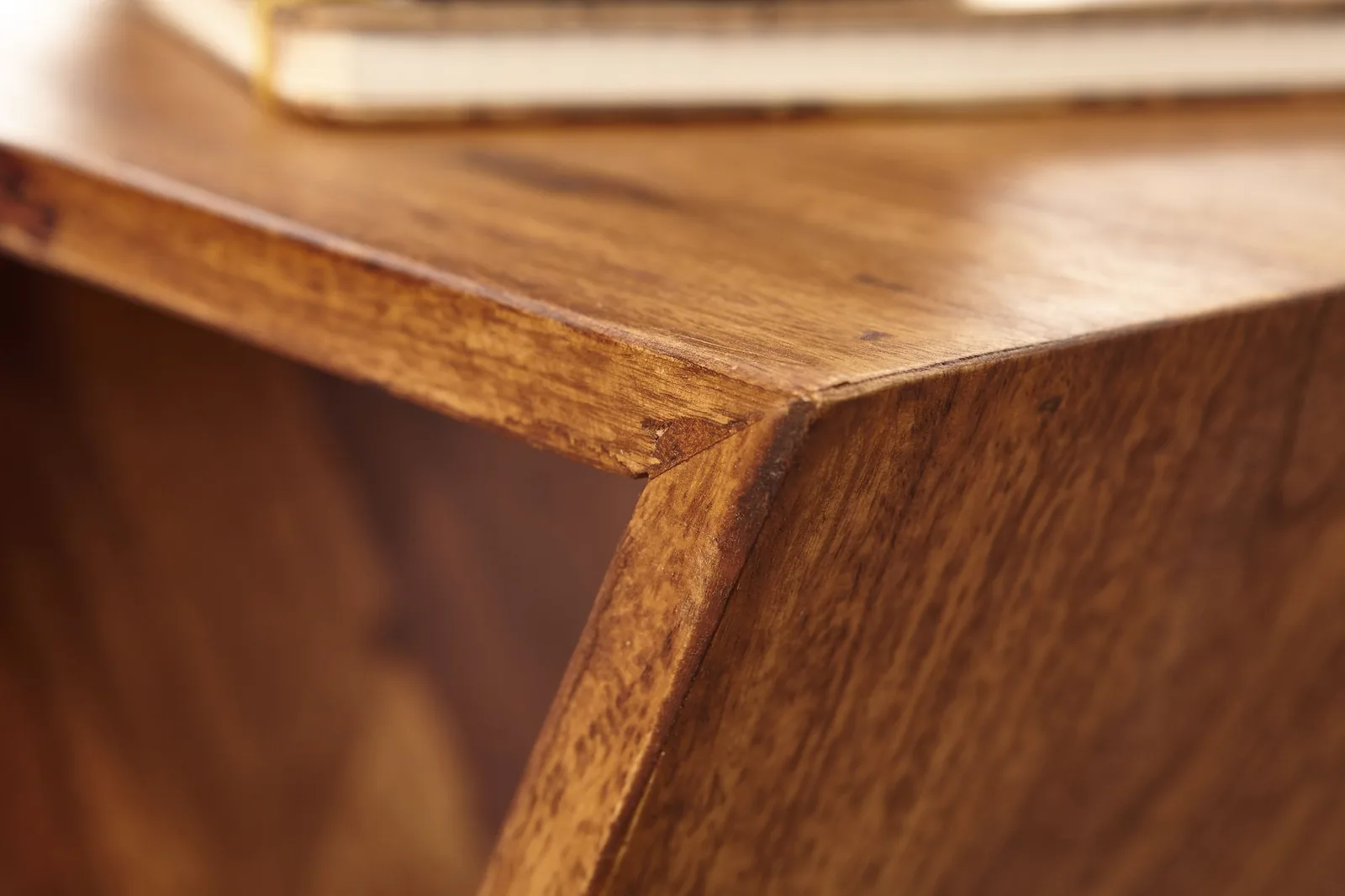 FineBuy Beistelltisch X-Form 43x60x30 cm Sheesham Massivholz Anstelltisch, Tisch Wohnzimmer Massiv, Kleiner Wohnzimmertisch Echtholz, Sofatisch mit Ablagen