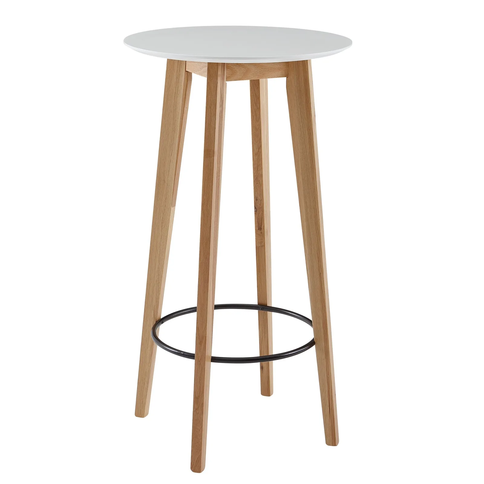 FineBuy Stehtisch 60x110x60 cm Weiß, Bartisch für 4 Personen, Moderner Tisch für Bar, Design Partytisch Holz, Hochtisch Eiche Skandinavisch