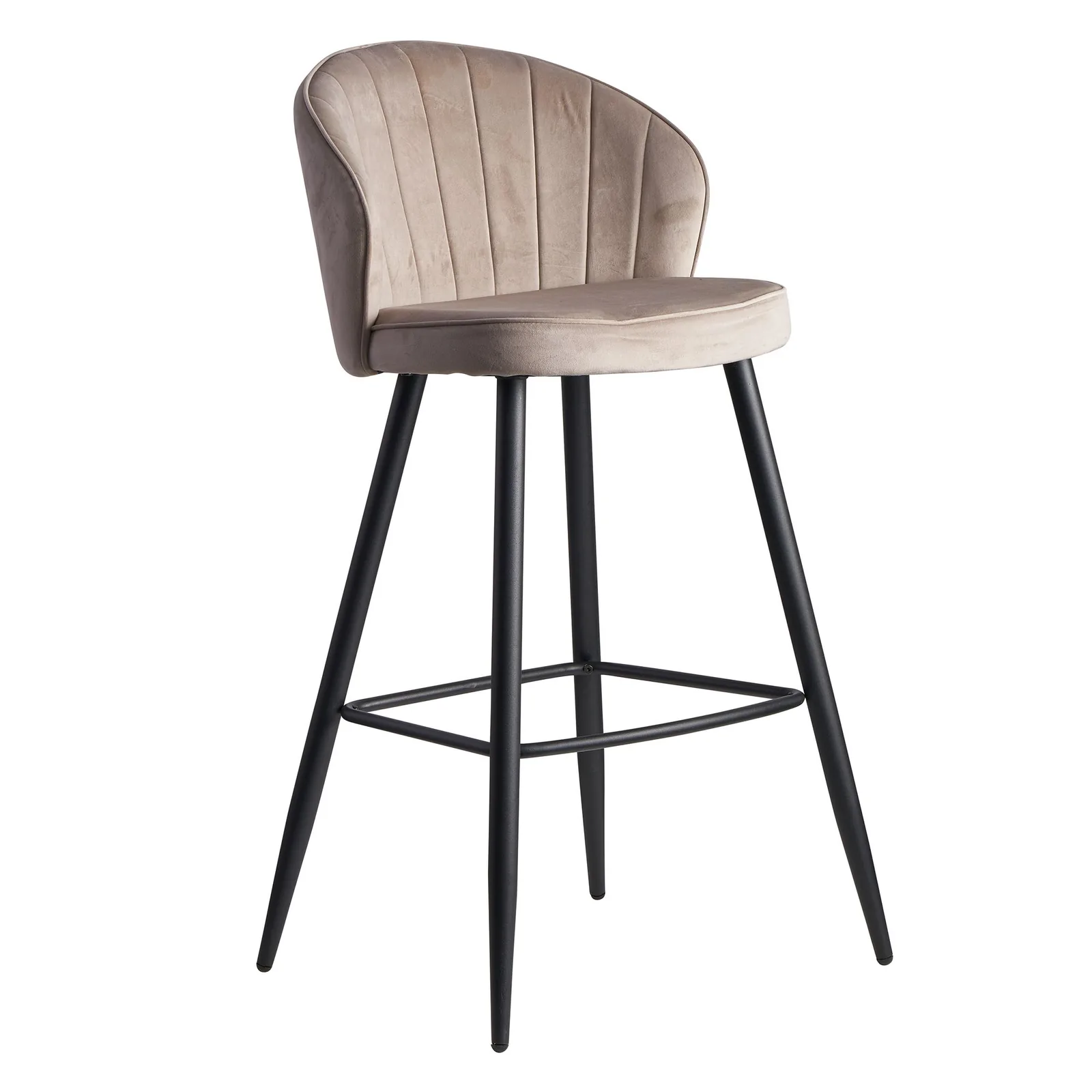 FineBuy Barhocker Samt Hocker mit Lehne, Küchenhocker Skandinavisch Stoff / Metall 110 kg, Design Barstuhl Tresenhocker, Bistrohocker Gepolstert
