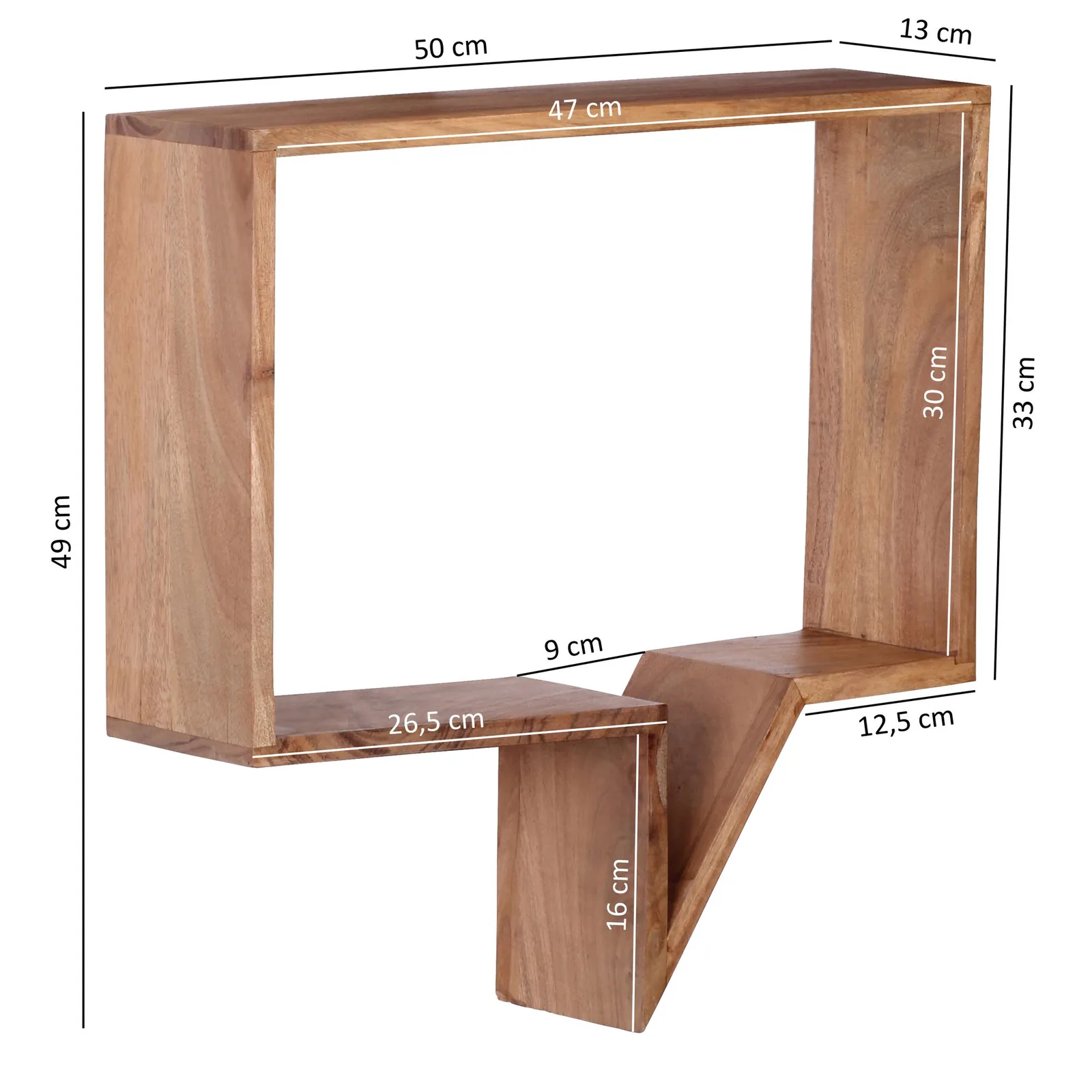 FineBuy 2er Set Wandregale Massivholz Akazie Holzregal Hängeregal Echtholz Design braun Regale zum Aufhängen