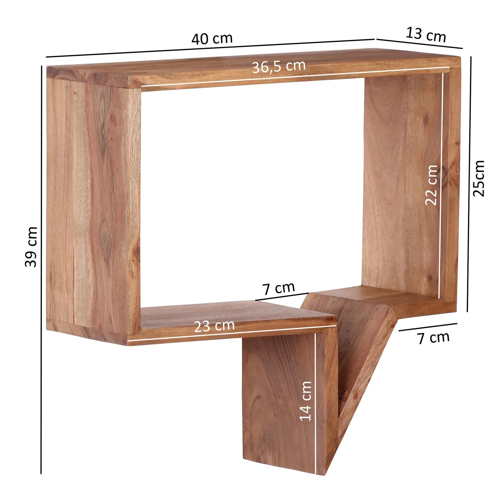FineBuy 2er Set Wandregale Massivholz Akazie Holzregal Hängeregal Echtholz Design braun Regale zum Aufhängen