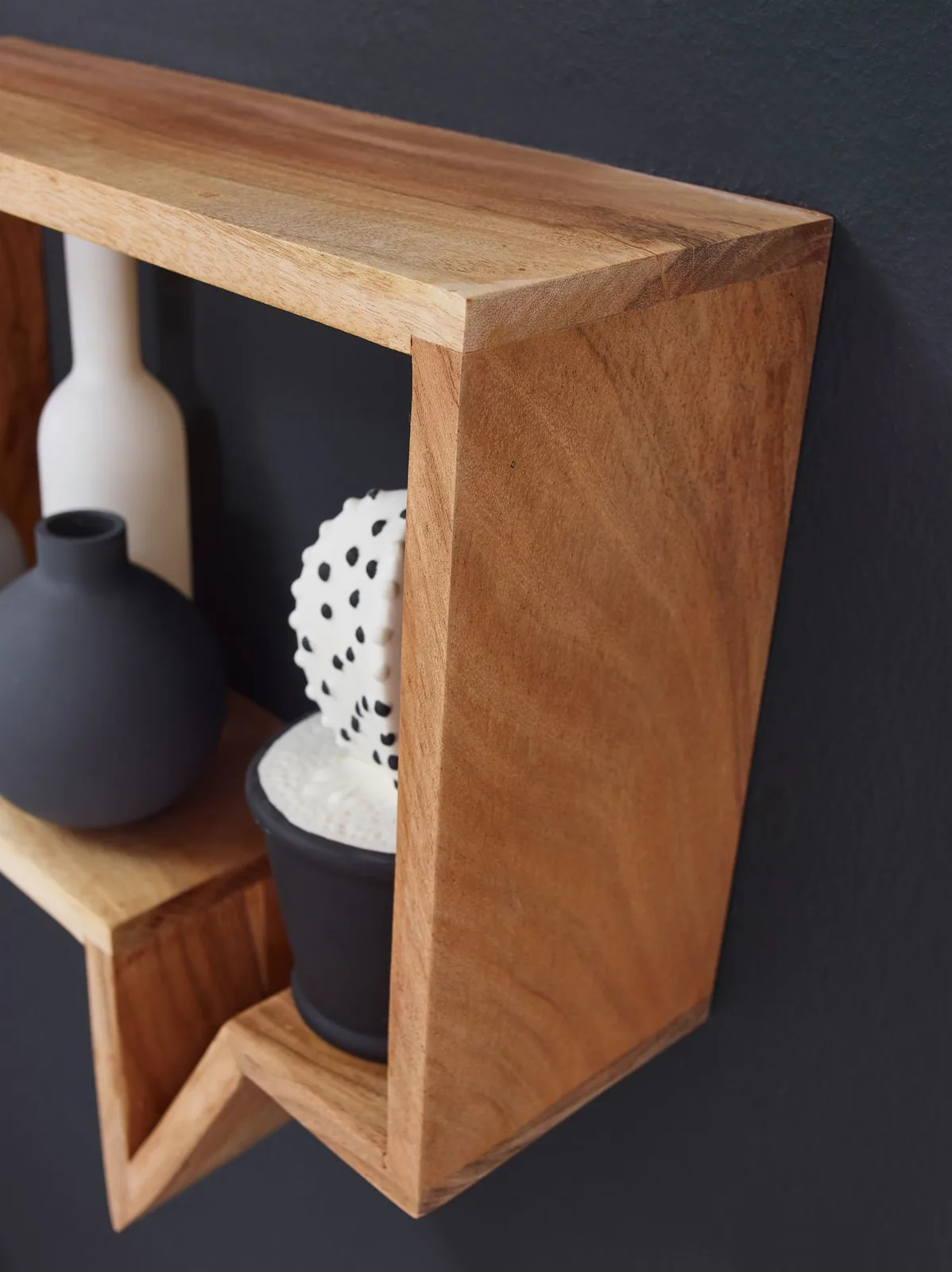 FineBuy 2er Set Wandregale Massivholz Akazie Holzregal Hängeregal Echtholz Design braun Regale zum Aufhängen
