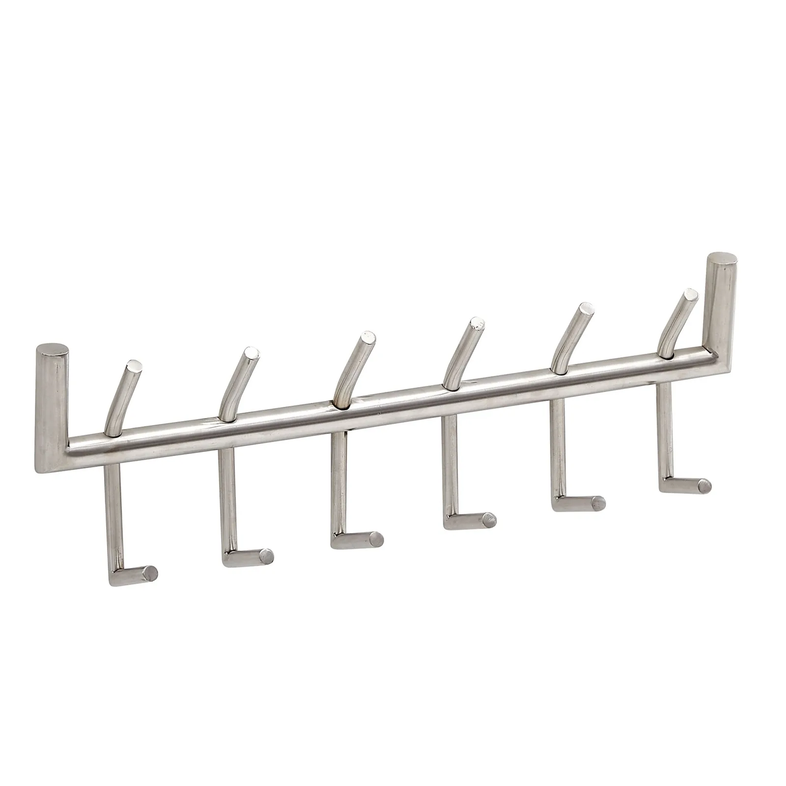 FineBuy Wandgarderobe Metall Silber 60 cm - Design Garderobenpaneel - Wand Garderobenleiste mit Hakenleiste - 6 Kleiderhaken