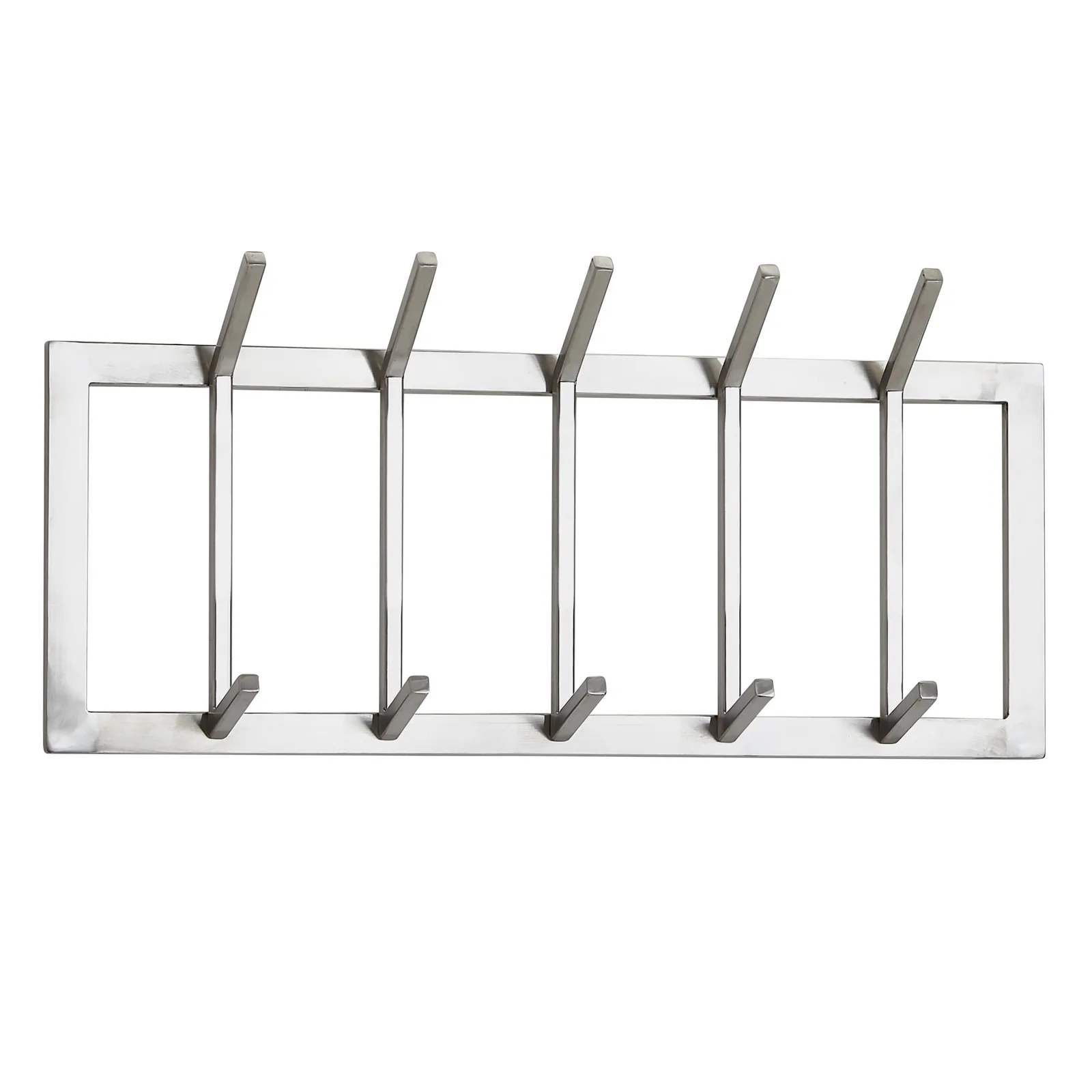 FineBuy Wandgarderobe Metall Silber 65 cm - Design Garderobenpaneel - Wand Garderobenleiste mit Hakenleiste - 10 Kleiderhaken
