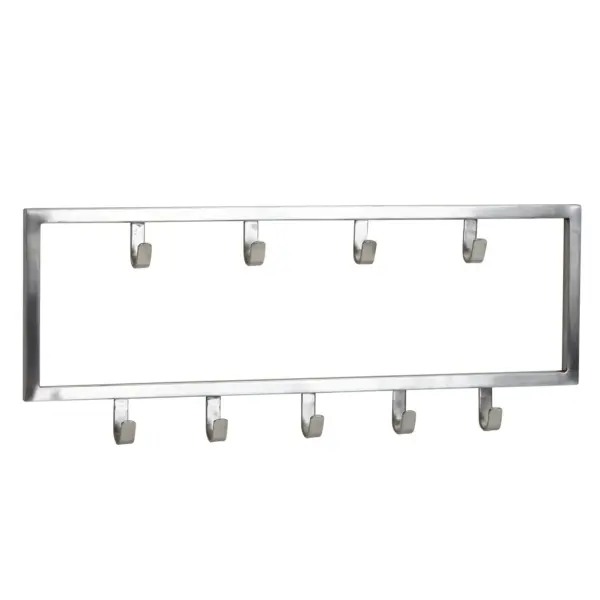 FineBuy Wandgarderobe Metall Silber - Design Garderobenpaneel - Wand Garderobenleiste mit Hakenleiste - Kleiderhaken