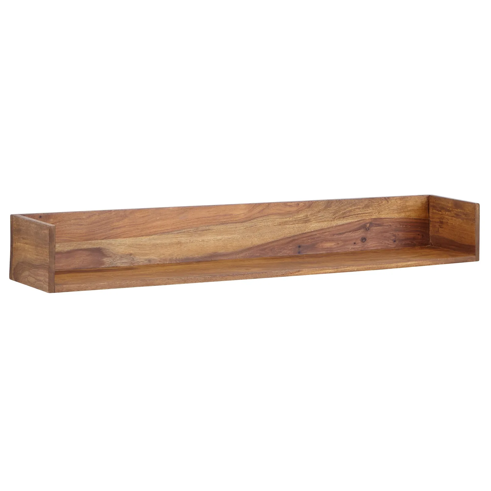 FineBuy Wandregal 120x15x20 cm Sheesham Massivholz Hängeregal Modern Schwebend, Großes Design Schweberegal, Regal Hängend Wohnzimmer, Bücherregal Wand