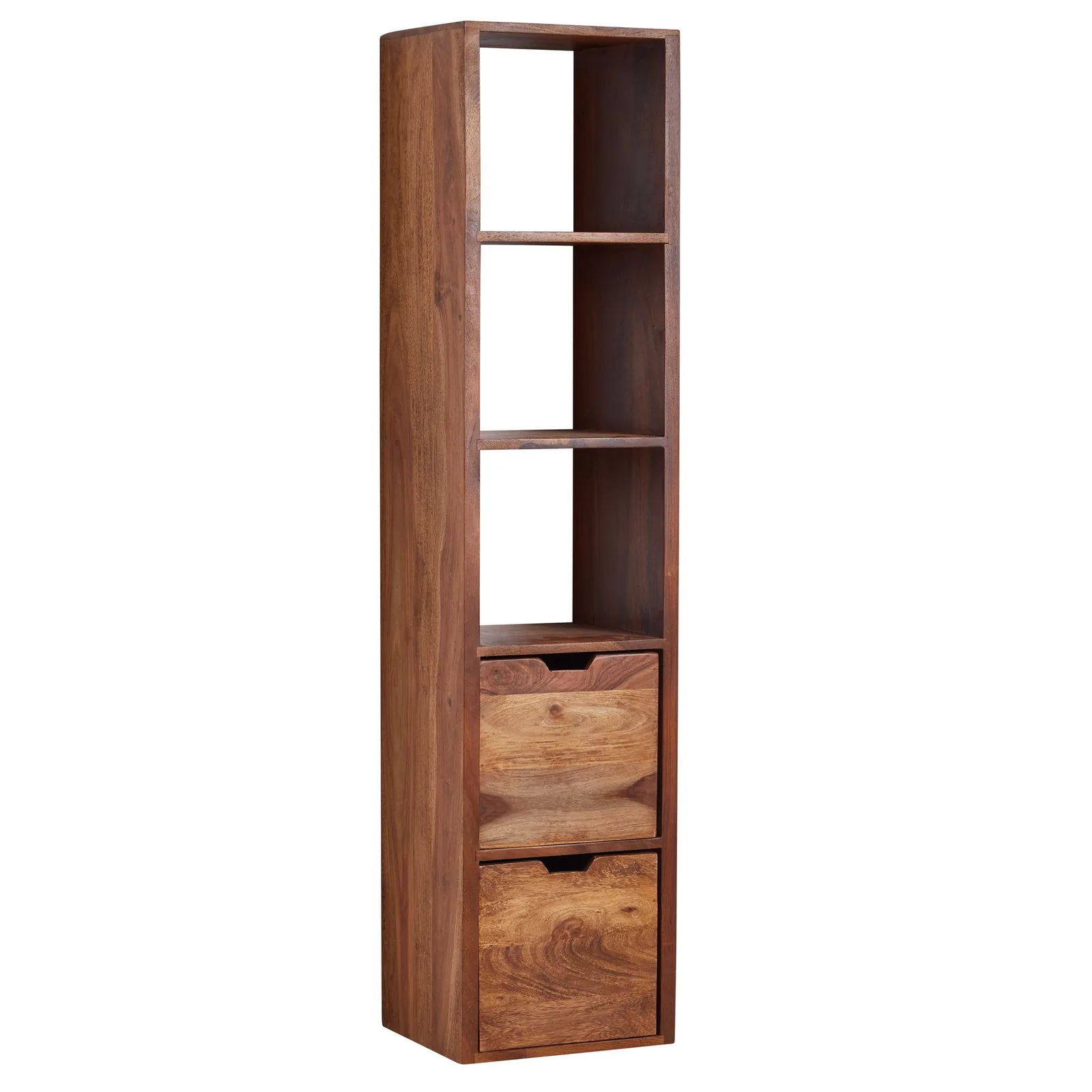 FineBuy Wandregal mit Schubladen 35x150x30 cm Sheesham Massivholz Hängeregal, Großes Design Schweberegal Modern, Regal Hängend Wohnzimmer, Bücherregal Wand Schwebend