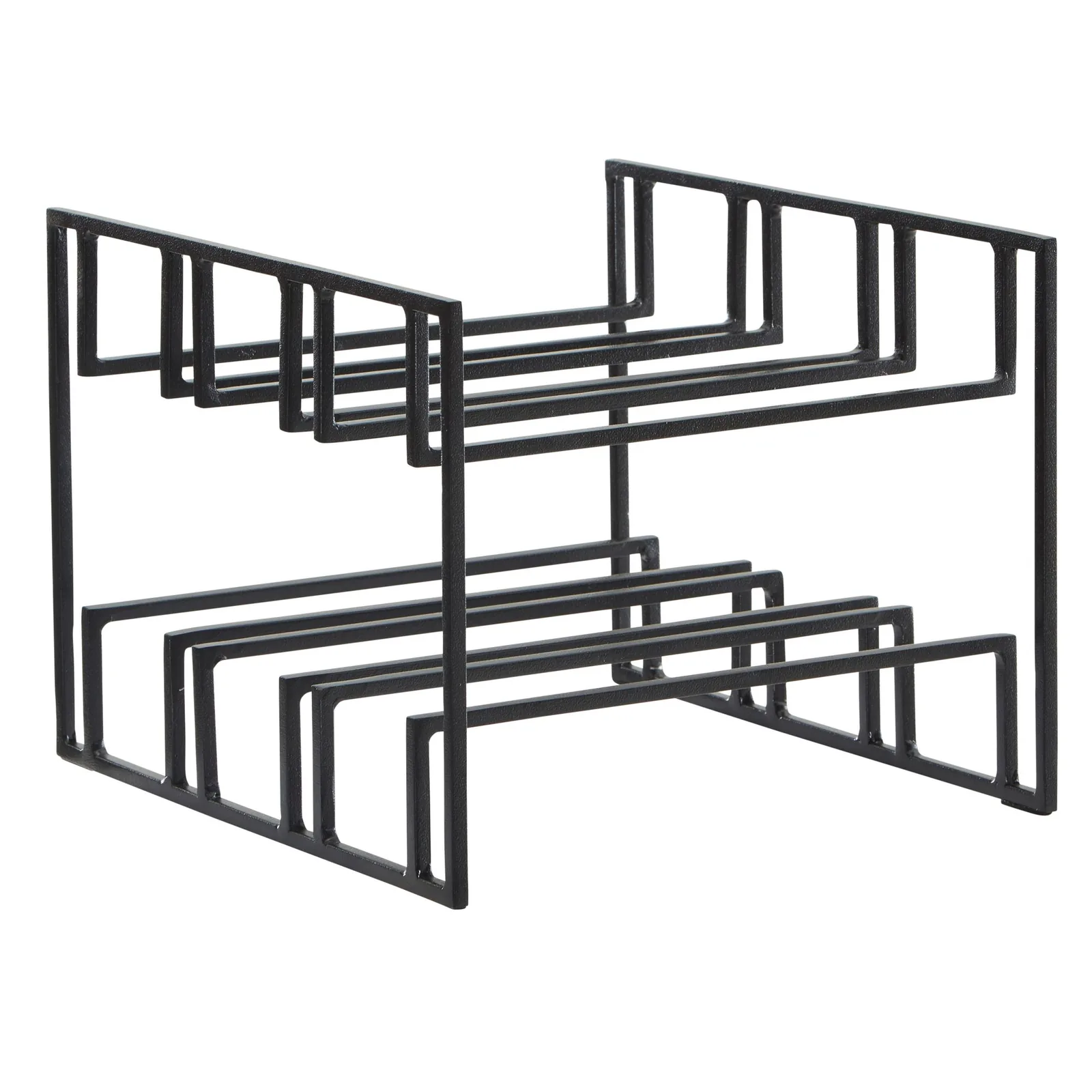 FineBuy Weinflaschenhalter für 6 Flaschen 29x21x25 cm Weinregal Schwarz Metall, Flaschenhalter Eisen Modern, Weinständer Weinhalter Tisch Küche