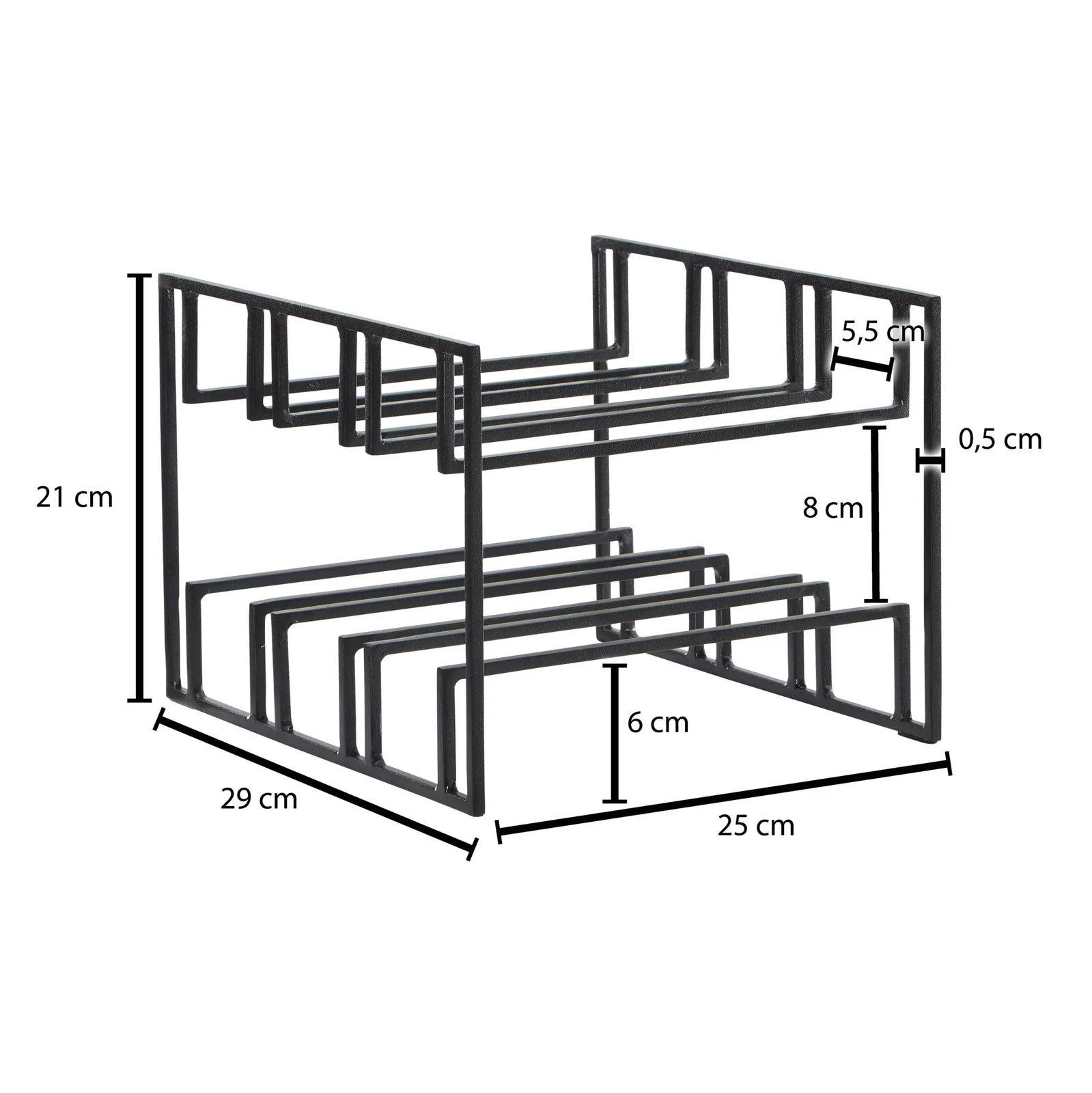 FineBuy Weinflaschenhalter für 6 Flaschen 29x21x25 cm Weinregal Schwarz Metall, Flaschenhalter Eisen Modern, Weinständer Weinhalter Tisch Küche