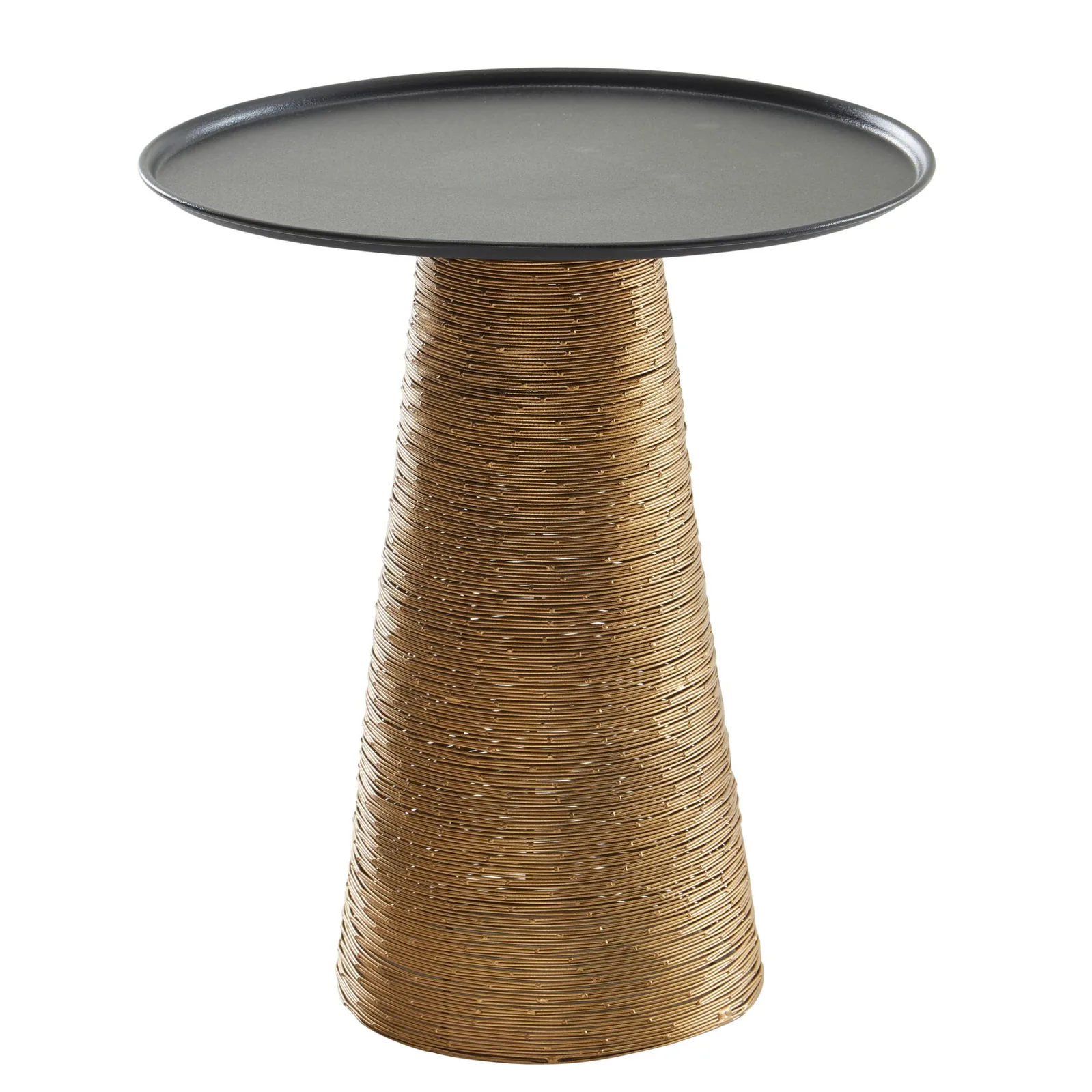 FineBuy Beistelltisch rund 40 cm Metall gold - Orientalischer Design Wohnzimmertisch aus Alu - Kleiner Aluminium Couchtisch - Sofatisch Dekotisch
